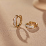 Baguette Diamond Hoops, 14K Solid Gold, 3/4 ct Lab Grown Diamond-6