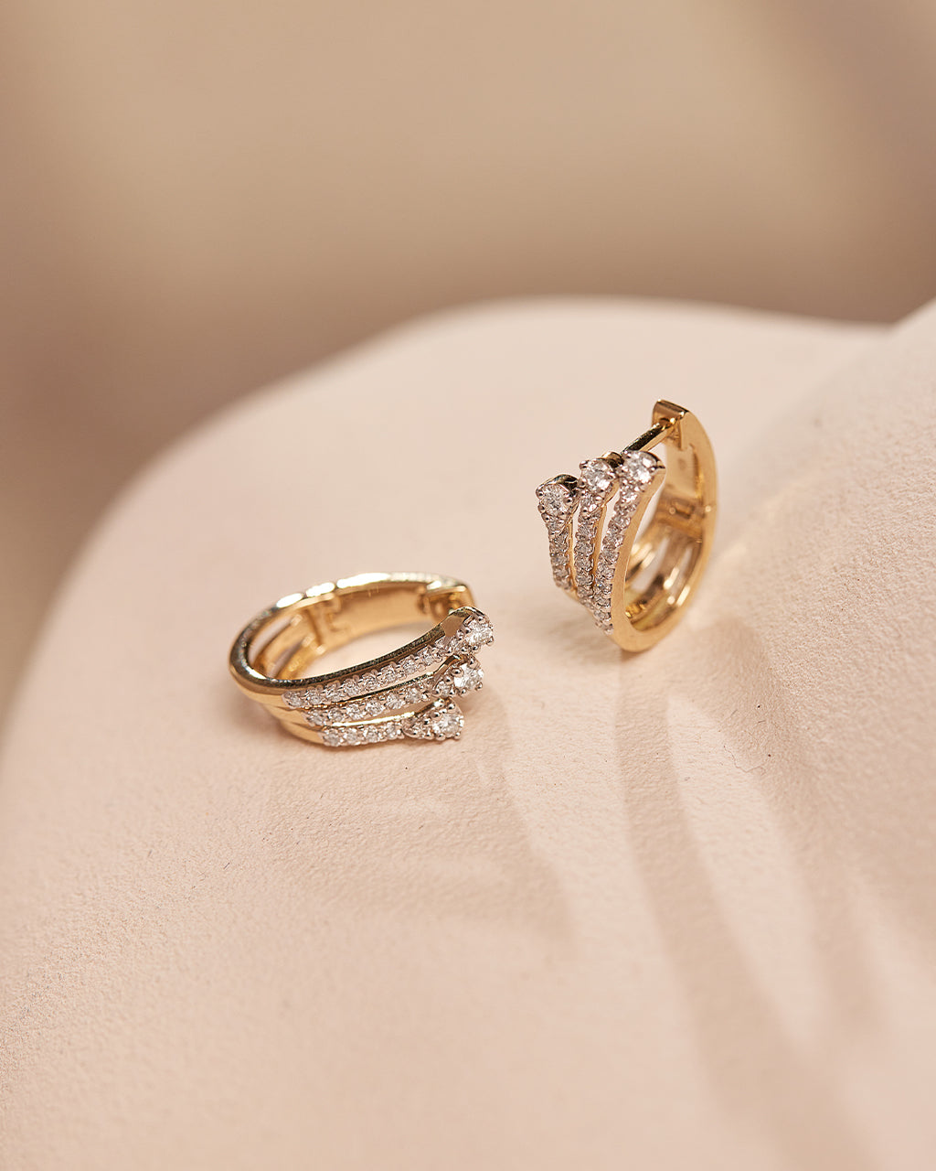 Trio Diamond Hoops, 14K Solid Gold, 1/2 ct Lab Grown Diamond-6