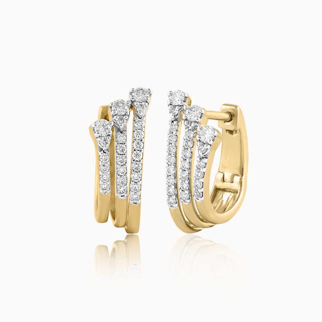 Trio Diamond Hoops, 14K Solid Gold, 1/2 ct Lab Grown Diamond-3