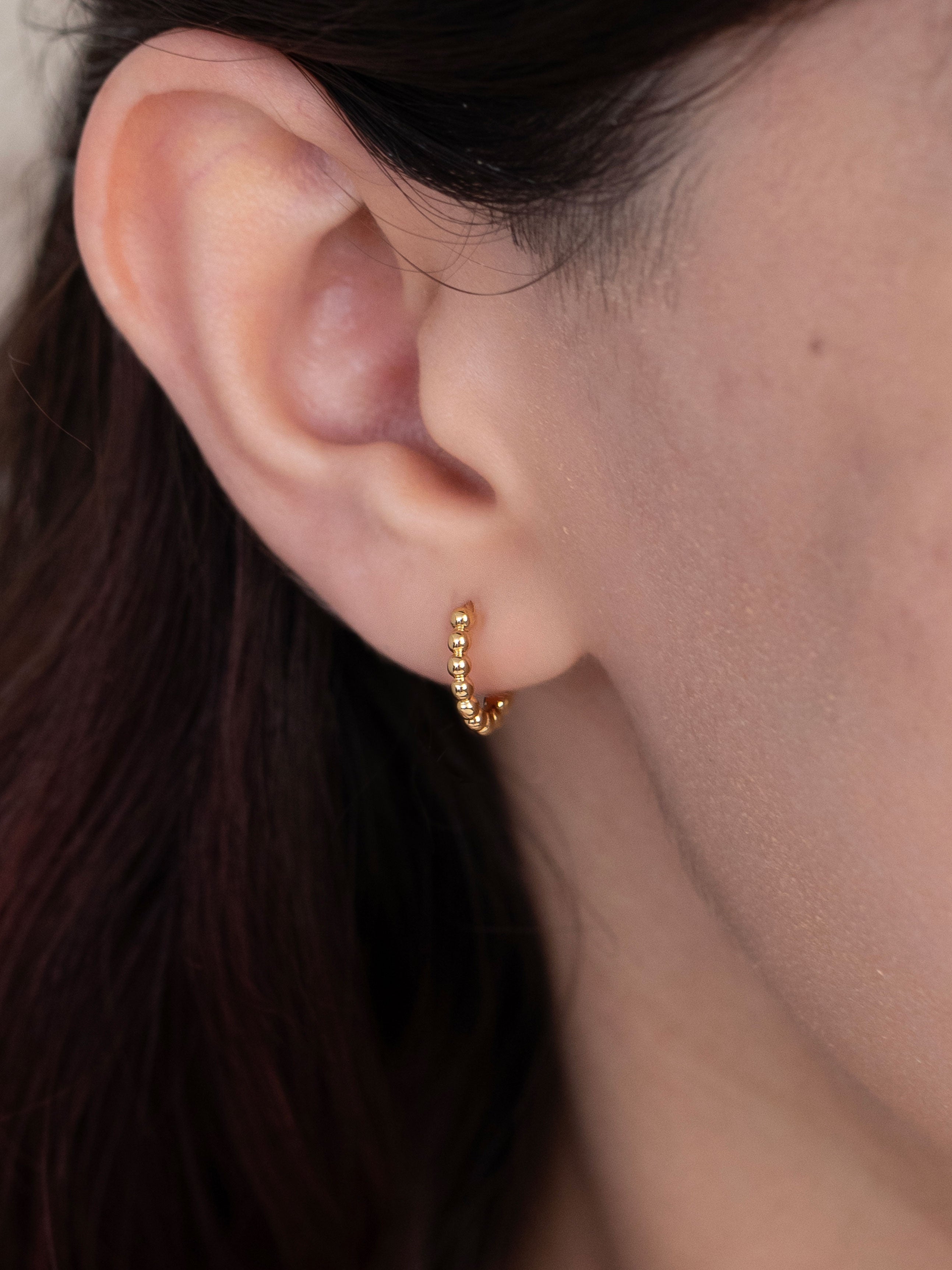 Beaded Hoops, 14K Gold Vermeil-2