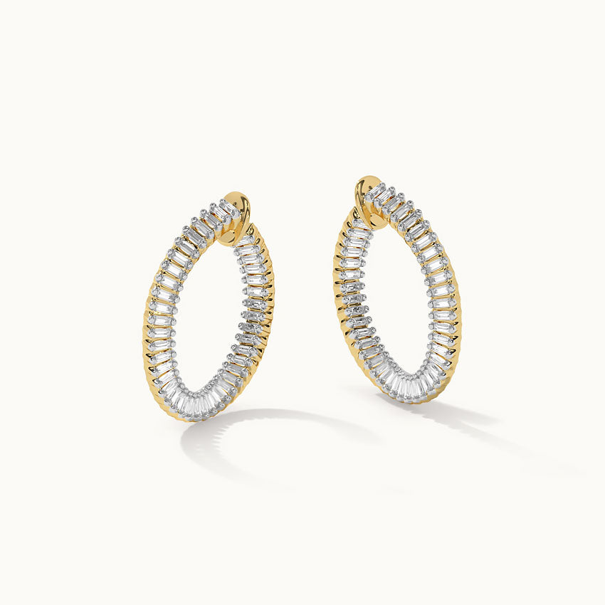 Twisted Baguette Diamond Hoops, 14K Gold Vermeil, 3/8 ct Lab Grown Diamond-3