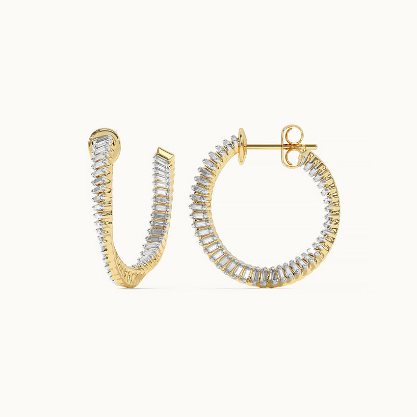 Twisted Baguette Diamond Hoops, 14K Gold Vermeil, 3/8 ct Lab Grown Diamond-8