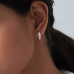 Trio Solitaire Hoop Earrings, Sterling Silver,1 ct Lab Grown Diamond-4