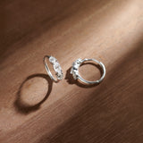 Trio Solitaire Hoop Earrings, Sterling Silver,1 ct Lab Grown Diamond-1