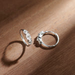 Trio Solitaire Hoop Earrings, Sterling Silver,1 ct Lab Grown Diamond-6