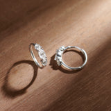 Trio Solitaire Hoop Earrings, Sterling Silver,1 ct Lab Grown Diamond-6