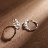 Trio Solitaire Hoop Earrings, 14K Solid Gold,1 ct Lab Grown Diamond-6