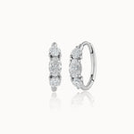 Trio Solitaire Hoop Earrings, Sterling Silver,1 ct Lab Grown Diamond-3