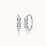 Trio Solitaire Hoop Earrings, Sterling Silver,1 ct Lab Grown Diamond-3