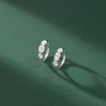 Trio Solitaire Hoop Earrings, Sterling Silver,1 ct Lab Grown Diamond-5