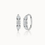 Trio Solitaire Hoop Earrings, Sterling Silver,1 ct Lab Grown Diamond-3