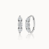 Trio Solitaire Hoop Earrings, Sterling Silver,1 ct Lab Grown Diamond-3