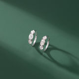 Trio Solitaire Hoop Earrings, Sterling Silver,1 ct Lab Grown Diamond-5