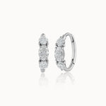 Trio Solitaire Hoop Earrings, 14K Solid Gold,1 ct Lab Grown Diamond-3