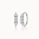 Trio Solitaire Hoop Earrings, 14K Solid Gold,1 ct Lab Grown Diamond-3