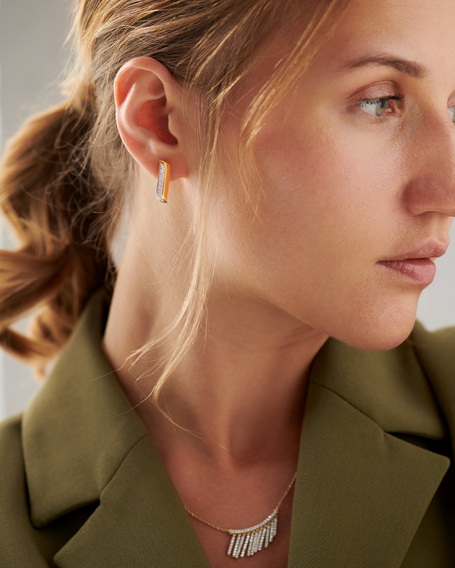 Diamond Bar Hoops, 14K Gold Vermeil, 1/3 ct Lab Grown Diamond-2