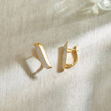 Diamond Bar Hoops, 14K Solid Gold, 1/3 ct Lab Grown Diamond-1