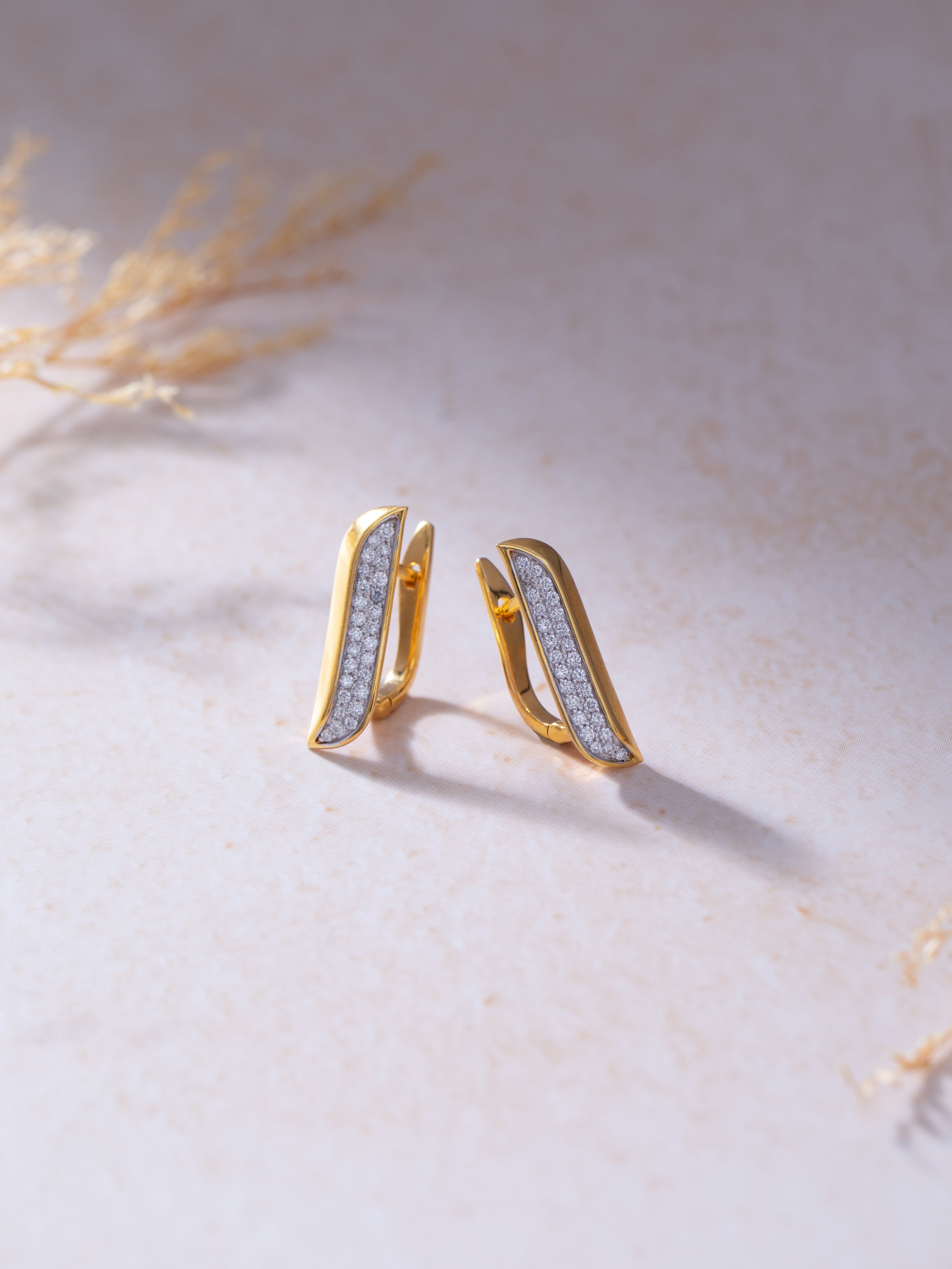 Diamond Bar Hoops, 14K Solid Gold, 1/3 ct Lab Grown Diamond-6