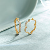 Minimal Floral Hoops, 14K Solid Gold, 1/3 ct Lab Grown Diamond-5