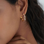 Minimal Floral Hoops, 14K Solid Gold, 1/3 ct Lab Grown Diamond-2