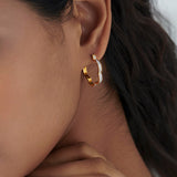 Minimal Floral Hoops, 14K Solid Gold, 1/3 ct Lab Grown Diamond-2