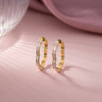 Minimal Floral Hoops, 14K Solid Gold, 1/3 ct Lab Grown Diamond-3
