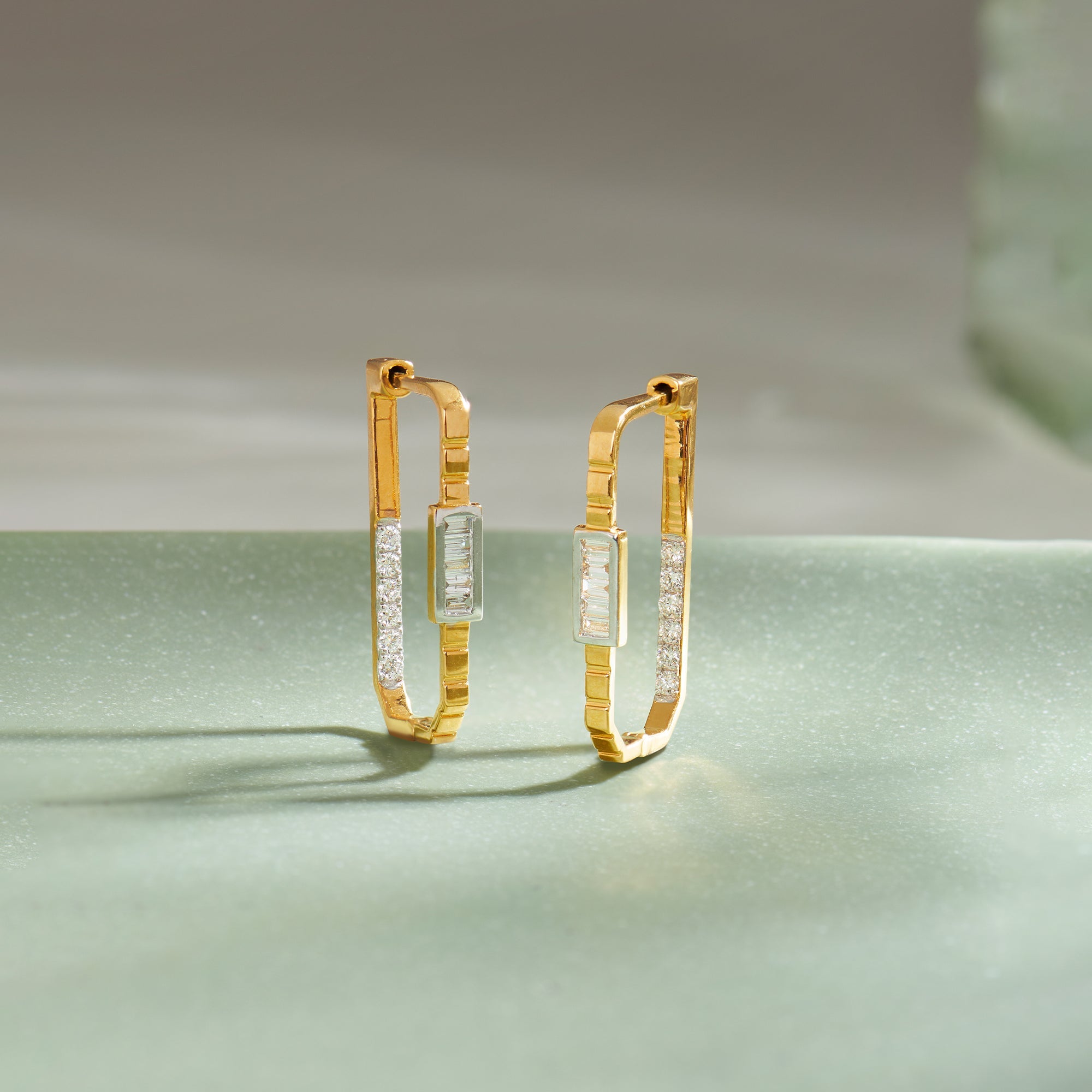 Duo Shine Hoops, 14K Solid Gold, 1/2 ct Lab Grown Diamond-1