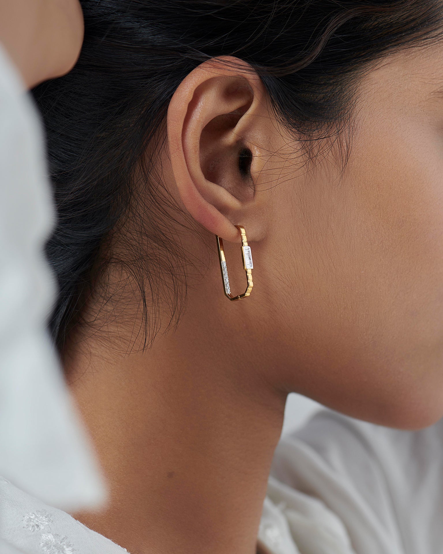 Duo Shine Hoops, 14K Gold Vermeil, 1/2 ct Lab Grown Diamond-2
