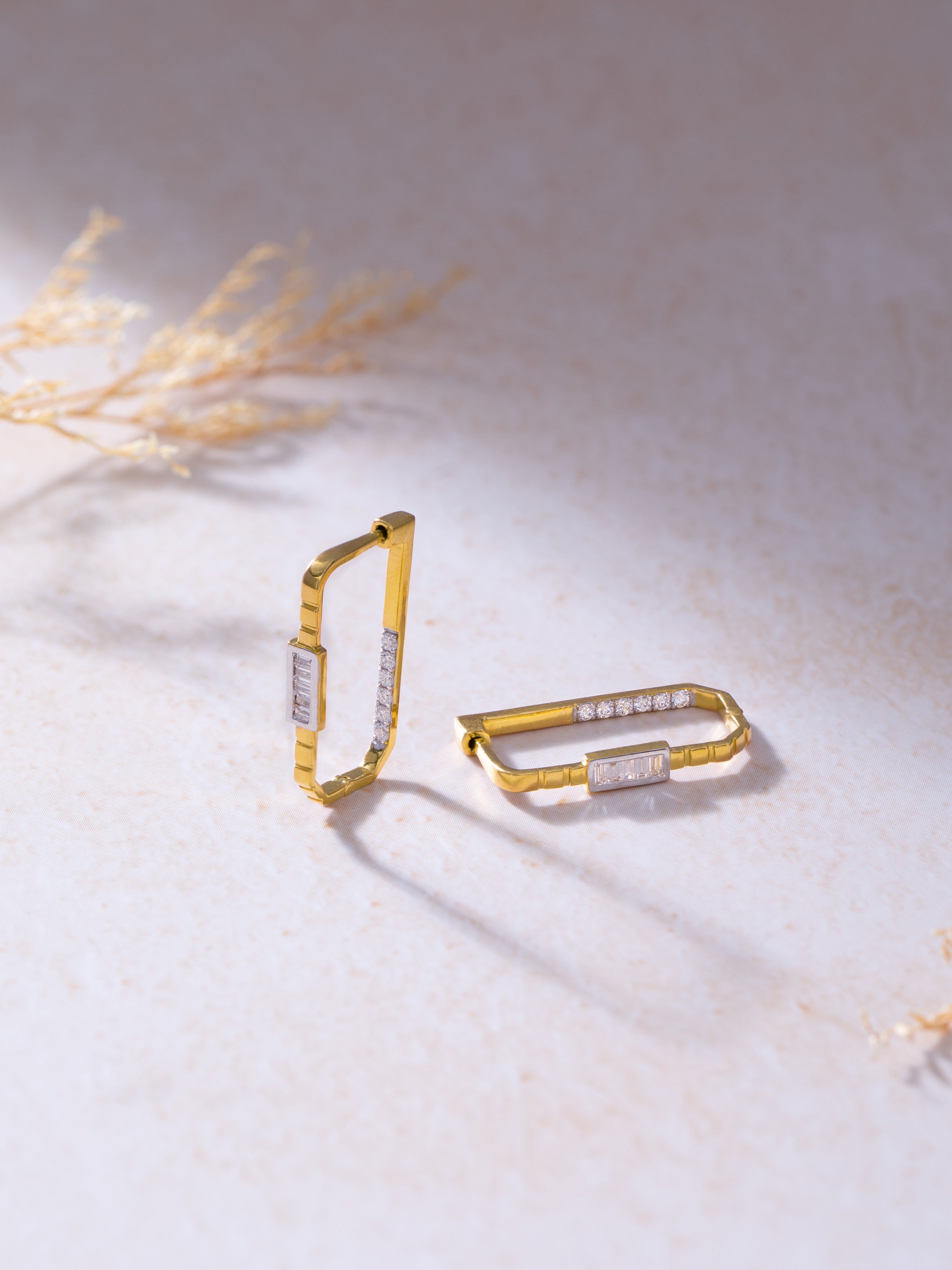 Duo Shine Hoops, 14K Solid Gold, 1/2 ct Lab Grown Diamond-8