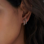 3 Line Diamond Hoops, 10K Solid Gold, 3/8 ct Lab Grown Diamond-2