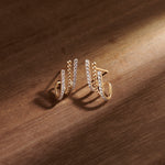 3 Line Diamond Hoops, 10K Solid Gold, 3/8 ct Lab Grown Diamond-6