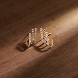 3 Line Diamond Hoops, 10K Solid Gold, 3/8 ct Lab Grown Diamond-6