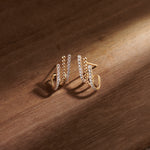 3 Line Diamond Hoops, 10K Solid Gold, 3/8 ct Lab Grown Diamond-1
