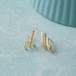 3 Line Diamond Hoops, 10K Solid Gold, 3/8 ct Lab Grown Diamond-5