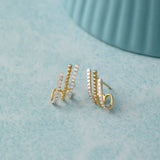 3 Line Diamond Hoops, 10K Solid Gold, 3/8 ct Lab Grown Diamond-5
