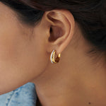Bold Texture Diamond Hoops, 14K Solid Gold, 1/5 ct Lab Grown Diamond-2