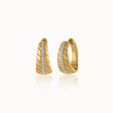 Bold Texture Diamond Hoops, 14K Solid Gold, 1/5 ct Lab Grown Diamond-3