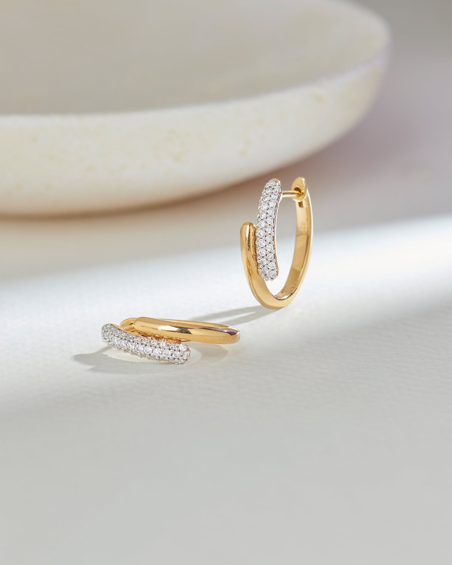 Bold Pave Diamond Hoops, 14K Gold Vermeil, 3/8 ct Lab Grown Diamond-6