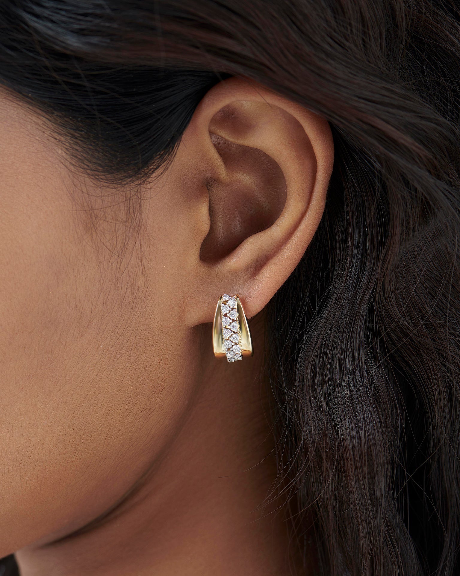 Chunky Diamond Hoops, 14K Solid Gold, 3/4 ct Lab Grown Diamond-4