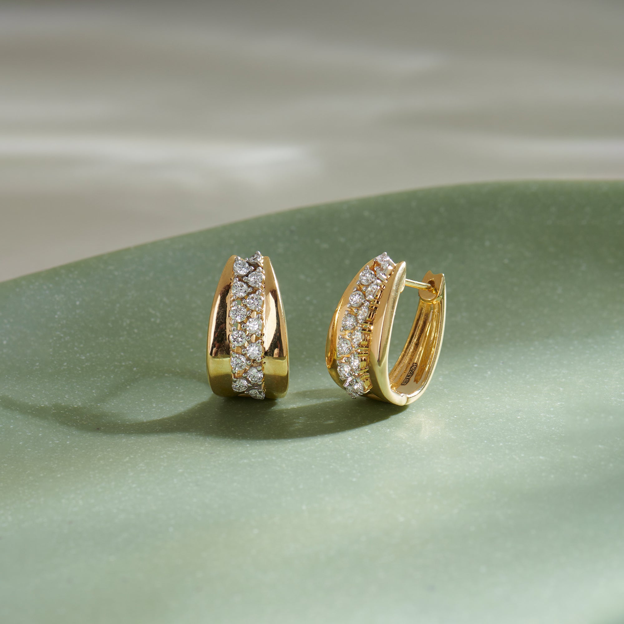 Chunky Diamond Hoops, 14K Gold Vermeil, 3/4 ct Lab Grown Diamond-1