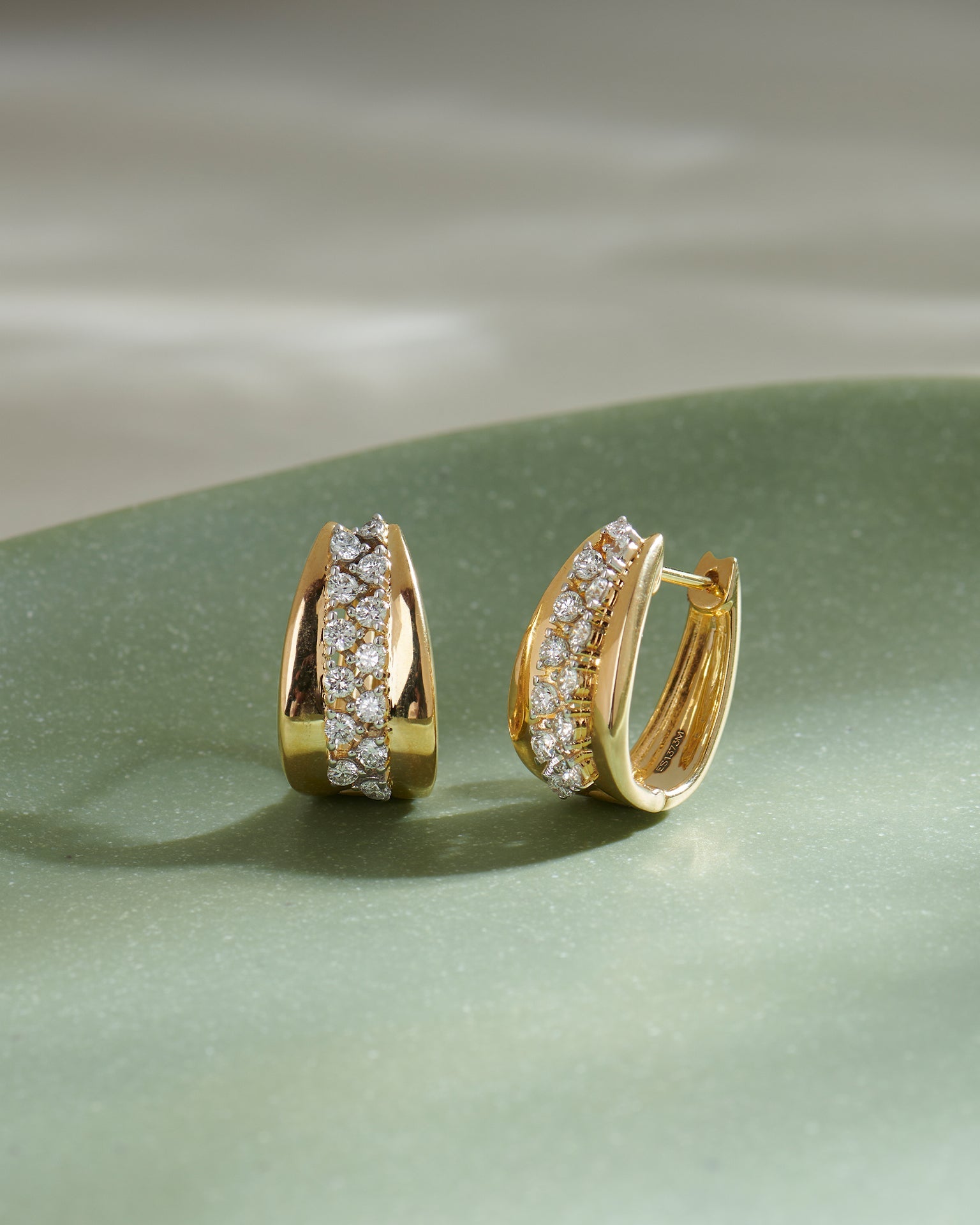 Chunky Diamond Hoops, 14K Solid Gold, 3/4 ct Lab Grown Diamond-6