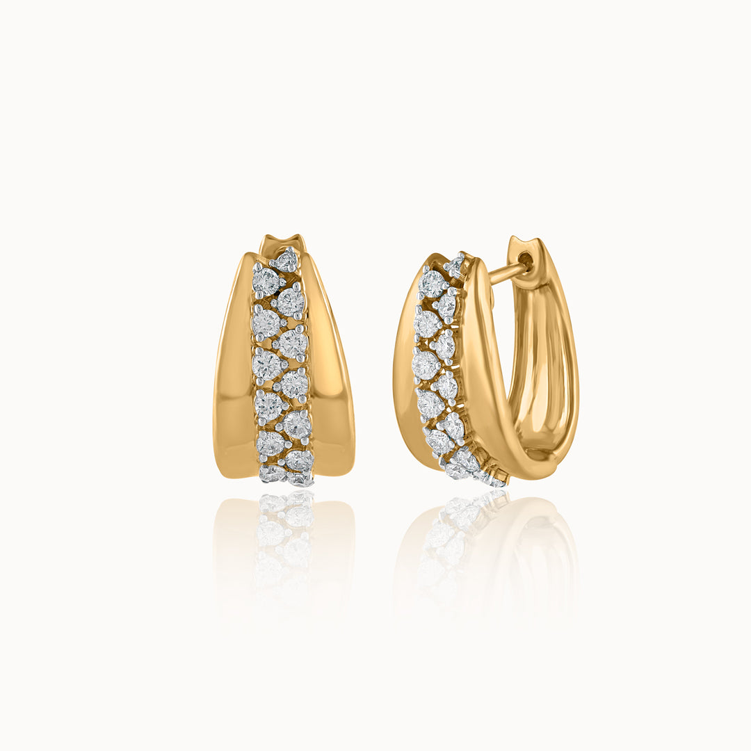 Chunky Diamond Hoops, 14K Solid Gold, 3/4 ct Lab Grown Diamond-3