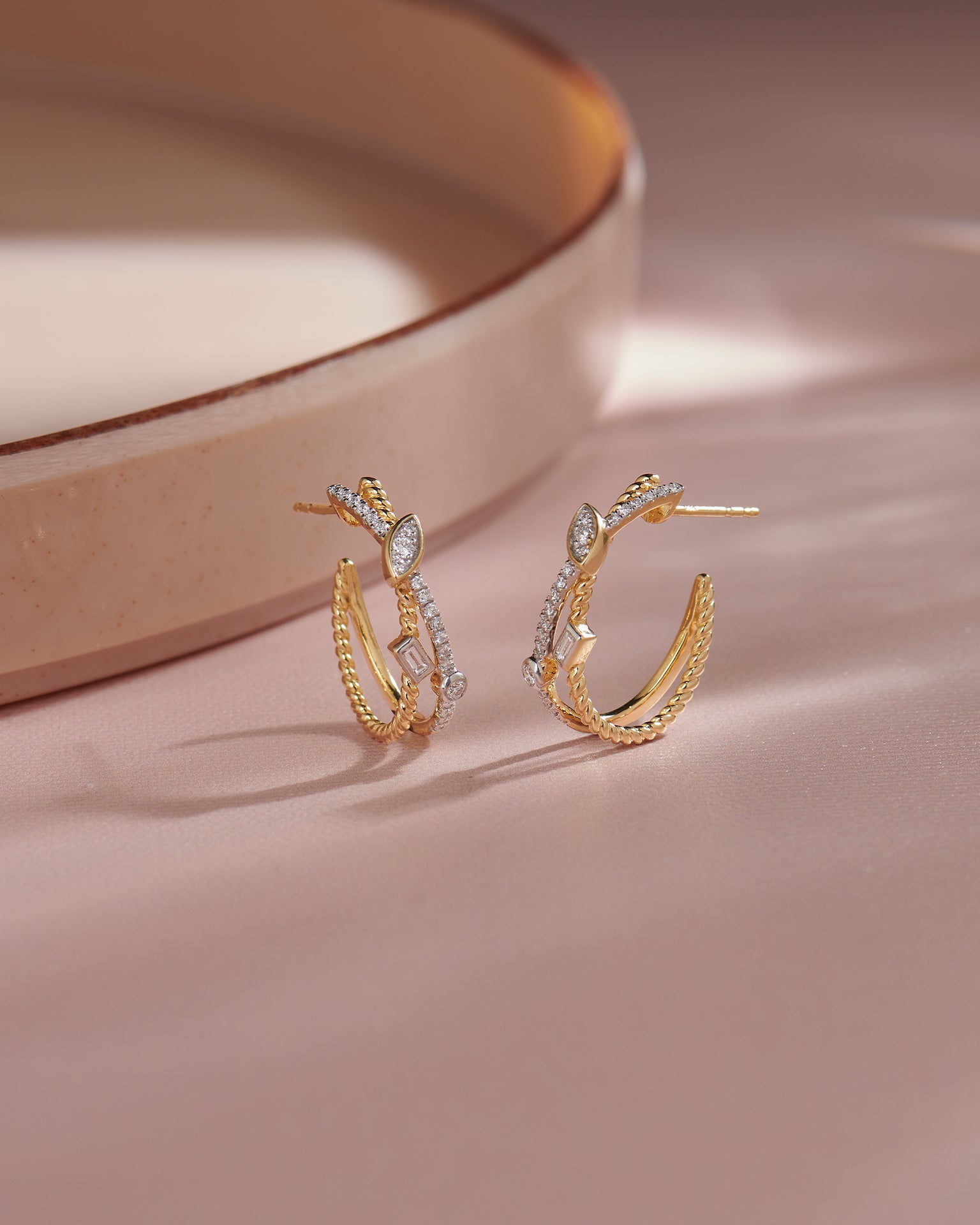 Starlit Diamond Hoops, 14K Gold Vermeil, 1/3 ct Lab Grown Diamond-1