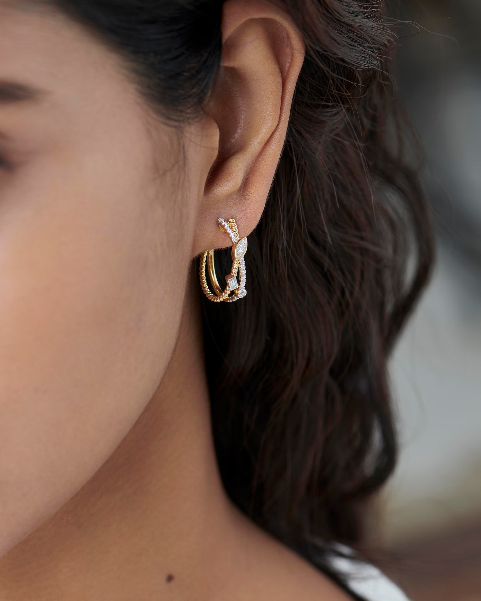 Starlit Diamond Hoops, 14K Solid Gold, 1/3 ct Lab Grown Diamond-4