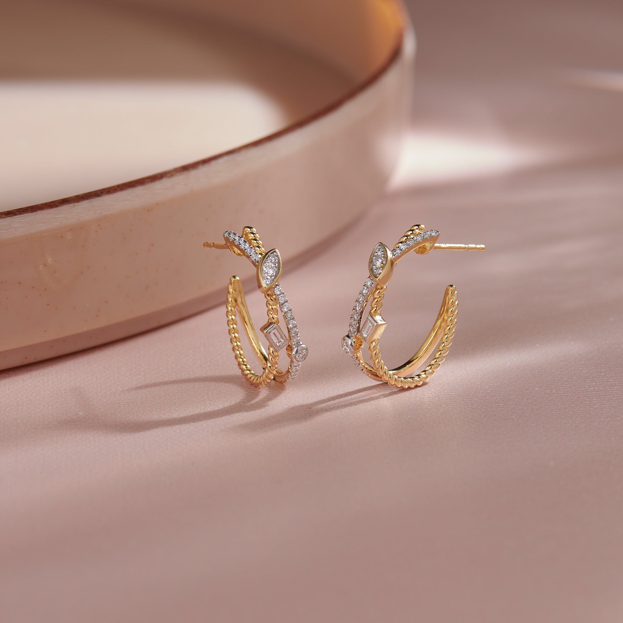 Starlit Diamond Hoops, 14K Gold Vermeil, 1/3 ct Lab Grown Diamond-6