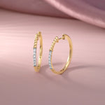 Twisted Round Diamond Hoops, 14K Solid Gold, 1/3 ct Lab Grown Diamond-5