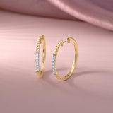 Twisted Round Diamond Hoops, 14K Solid Gold, 1/3 ct Lab Grown Diamond-5