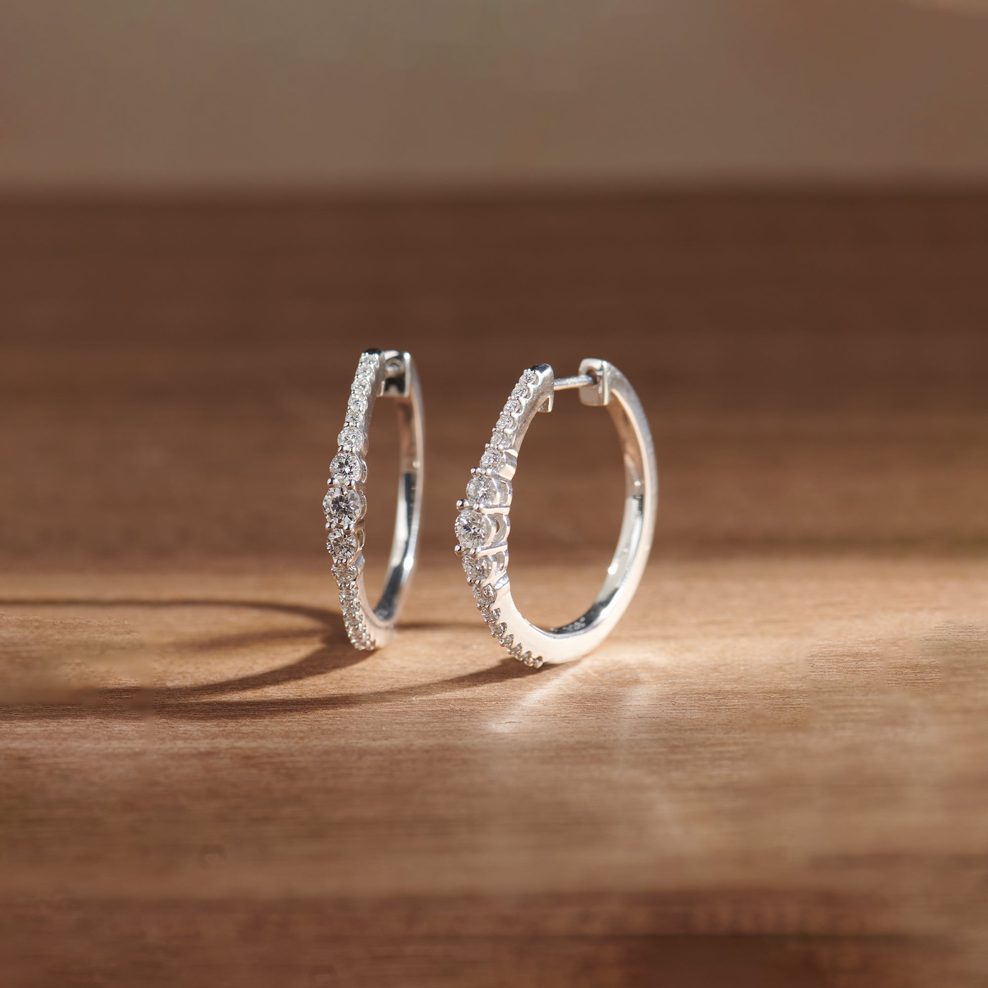 Round Graduated Solitaire Earrings, Sterling Silver, 3/4 ct Lab Grown Diamond-1