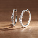 Round Graduated Solitaire Earrings, Sterling Silver, 3/4 ct Lab Grown Diamond-6