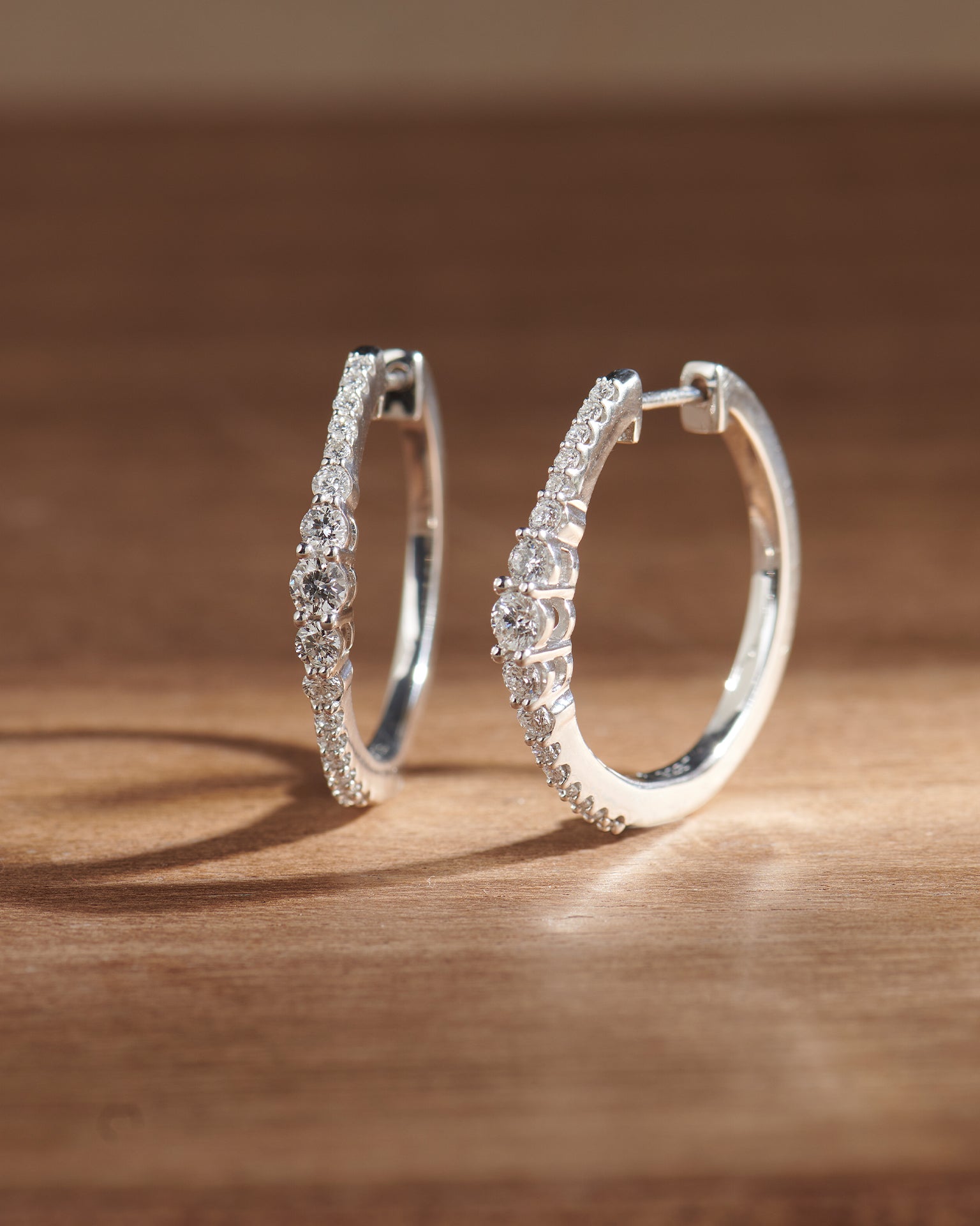 Round Graduated Solitaire Earrings, Sterling Silver, 3/4 ct Lab Grown Diamond-6